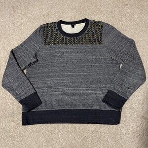 J Crew Womens Metal Studded Beaded Sweater Pullover Embellished Crew Gray, Sz M